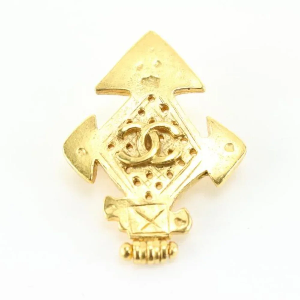 Chanel 94p 24k Gold Plated  CC Cross Brooch Pin 39cc722s
